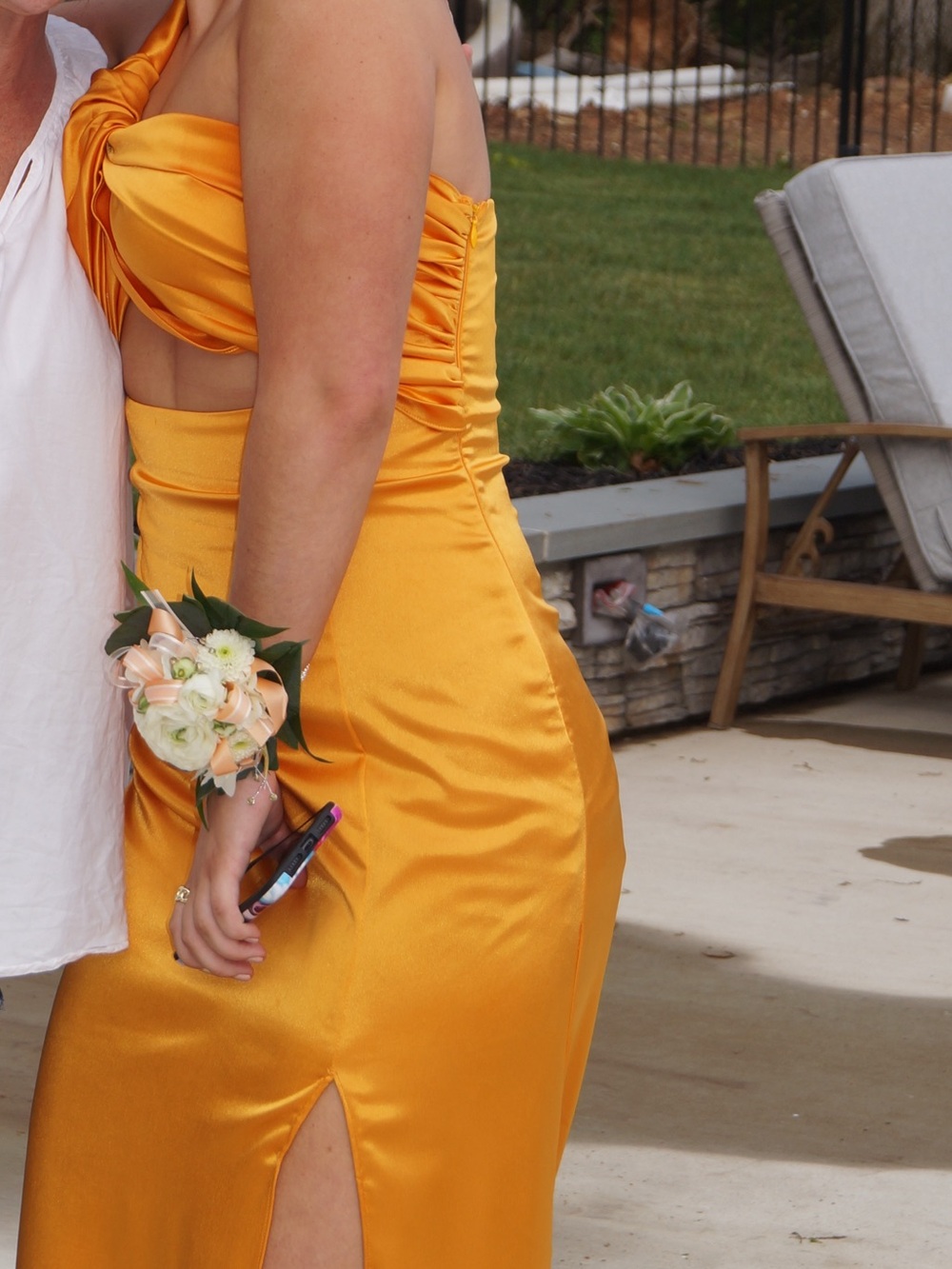 REVOLVE Satin Cutout Prom Dress in Golden Yellow